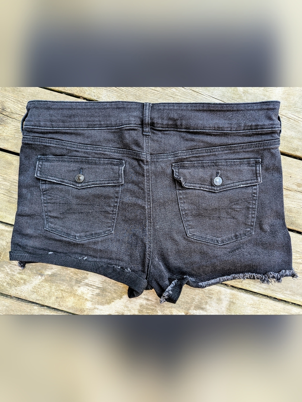 Plus Size American Eagle Black Denim Cutoff Shorts Stretchy 18 Hoochie Jorts